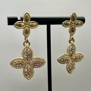 Gold and Iridescent Earrings
